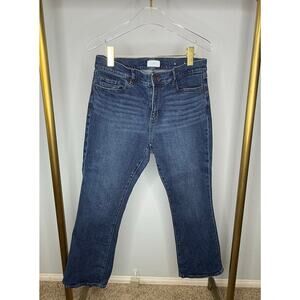 LOFT Outlet Flare Crop Dark Blue Denim Jeans 8
